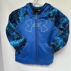 Under Armour Toddler Boys Hoodie – Size 2T – Blue Camo Sleeve Zip-Up 🔵⚡